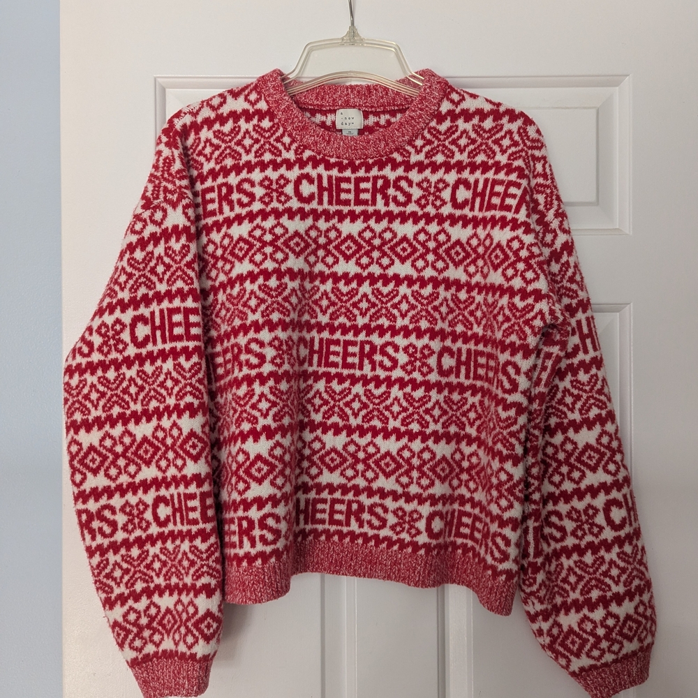 a new day Red and White Festive Sweater